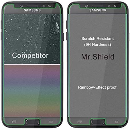 Mr.Shield [КОМПЛЕКТ от 3 позиции] е Предназначен за Samsung (Galaxy J7 Pro) [Защитен слой от закалено стъкло] [Японското стъкло твърдост 9H] с замяна на доживотна