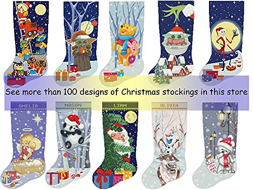 Схеми за кръстосан Бод Коледни Чорапи за възрастни, Модерно сладко аниме, с лек сметка, Забавен Дядо Коледа, Елен, е Проста