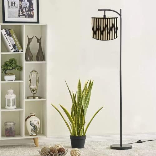 Лампиона от ратан DANGGEOI за всекидневната, Модерен Лампиона с бамбуковым абажуром с цифри и педальным ключа, 62,9 Черно лампа