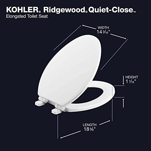 KOHLER 20454-96 Седалка за Тоалетна Ridgewood Quiet-Close, Удължавам, Бисквитеното