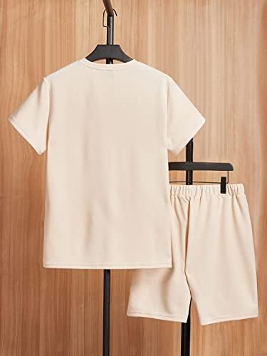 FIOXA / Мъжки облекла от две части, Мъжка тениска с писмото шарени и къси панталони с завязками на талията (Цвят: