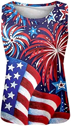 На 4 юли, Ризи за жени с Флага на САЩ, Летни Върховете на Бретелях Без Ръкави, С кръгло деколте, Патриотическая Тениска с Вратовръзка-Боя