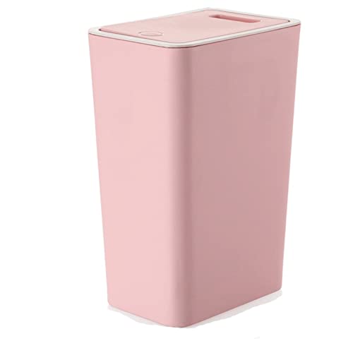 Кофа за боклук ZUKEELJT Пресовано за Сортиране на Кошчето за боклук за хола Среден размер с Капака Правоъгълно Пластмасово Домашно кофа за Боклук (Цвят: розов)