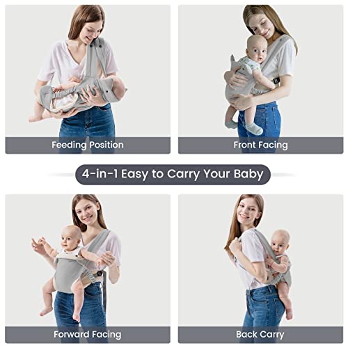 Переноска SERAPHY за бебета и малки деца с джоб, удобен в чорап 4-в-1, Ергономични Регулируеми Дишащи слинги-носене, идеални