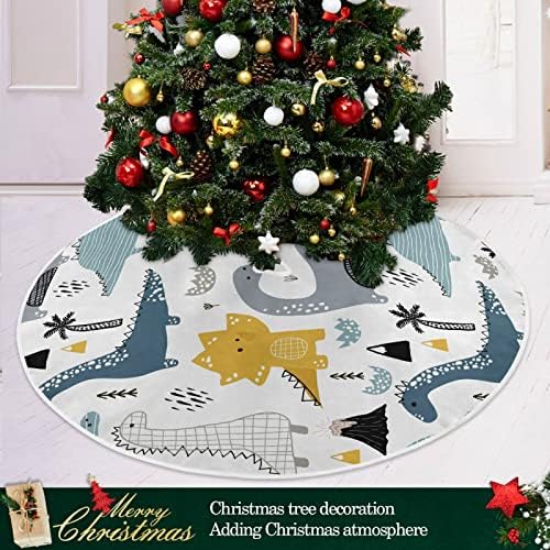 Oarencol Сладък Динозавър Дърво Животни Коледно Дърво Пола 36 инча Коледна Празнична Парти Коледа Мат Декорация