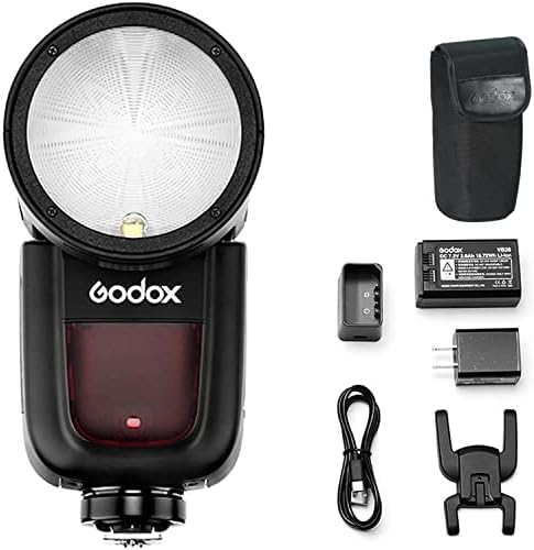 Светкавица Speedlite с кръгла глава Godox V1-S за камера Sony с подмяна на батерията Godox VB26