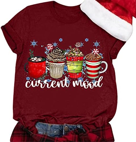 Най-добрите Женски Коледни Тениски С Графичен Дизайн, Женски Коледни Ежедневни Ризи С Къс Ръкав и Кръгло деколте,