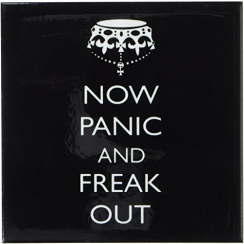 Керамични плочки Rikki Knight Now Panic and Freak Out Black Design Art, 4 на 4 инча