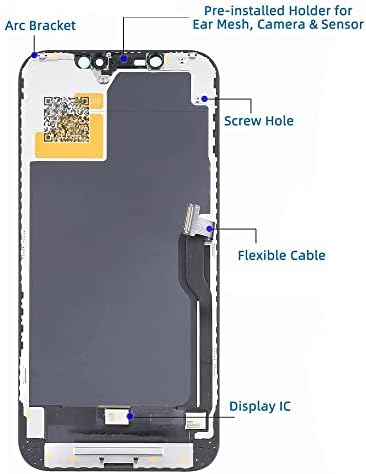 Fixerman LCD екран за iPhone 12 Pro Max Подмяна на екрана 6,7 инча (A2342, A2410, A2412, A2411), 3D Сензорен дисплей,