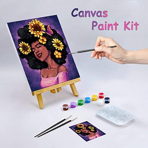 Комплект за рисуване върху платно Nuberlic, Предварително Съставен Платно, Определени бои Sunflower Lady, Аксесоари