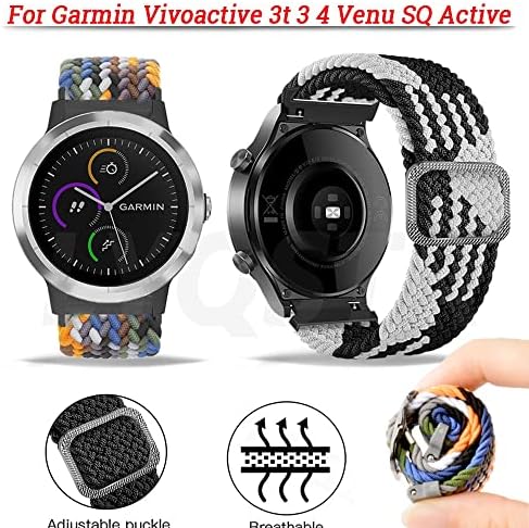 EEOMOiK 20-22 мм Сменяеми въжета в найлонов оплетке За Garmin Active/Venu 2/Vivoactive 4 3 3t/Venu2 гривна за часовник