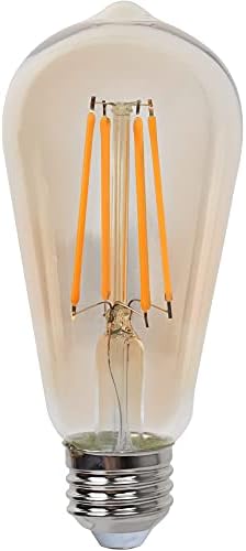 Candex Антични Led лампа с регулируема яркост Кехлибарен цвят в стила на Едисон 40 Вата, Топла Кехлибарена 2200K, Led лампа с нажежаема жичка 6 W Винтажной серия ST19, стандартна