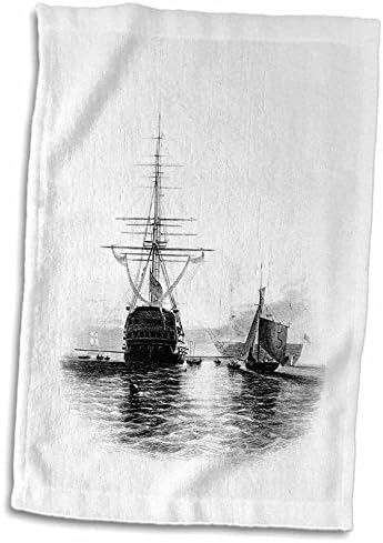 3 Лодки Drose Florene - Скица на английски военен кораб, на 1800-те години Спитхед - Кърпи (twl-62646-1)