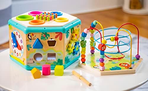 Детски Дървен Куб за практикуване на Pidoko с 2 върховете на Подаръци Център Монтесори за рожден Ден за деца от 18 месеца и по-големи - Развиване на Образователни Играчк?