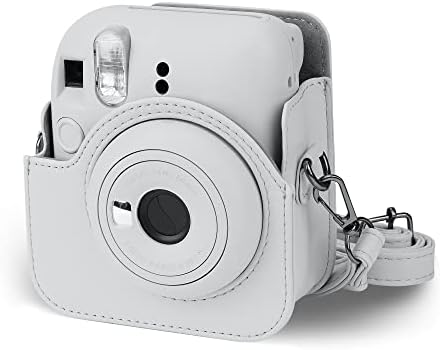 Калъф за фотоапарат TONYLAIJIANTAO, Съвместим с камера за миг печат Fujifilm Instax Mini 12, с Регулируема каишка и джоб (бял)