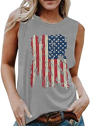 Тениска на 4 юли, Върховете на Бретелях за жени с Флага на САЩ, Летни Ежедневни Тениски Без Ръкави в Звездната Ивица