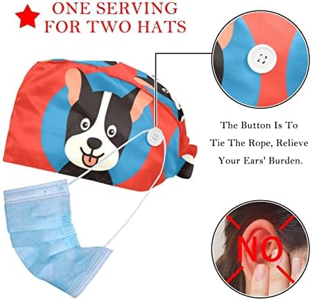 2 Опаковки Забавни Красиви Изрази на Лицето Кученце Кучето Работна Шапка с Копчета Тренировочная Регулируема Лента Вратовръзка
