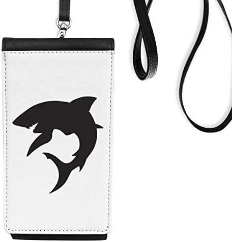 Очертава Синята Океанска Акули Свирепая Риба Телефон В Чантата Си Портфейл Окачен Мобилен Калъф Черен Джоба
