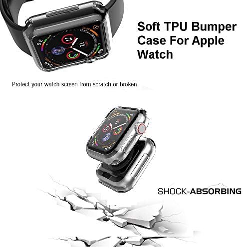 PTTECH за Apple Watch 38 мм, Калъф, iWatch Тънък Мек калъф-Броня от TPU, Прозрачен устойчив на удари Защитен Калъф, Замяна