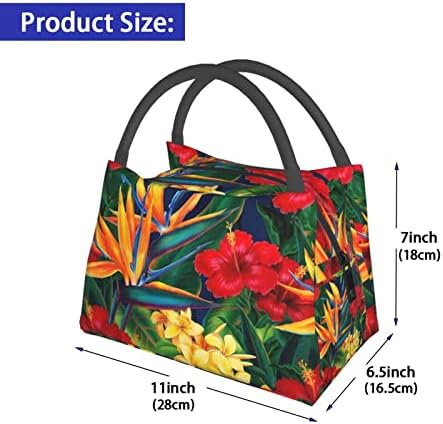 ASYG Хавайски Чанта за Обяд, Хавайски Тропически Цветя Чанта-Тоут За Хранене, Държач за Обяд, Цвете Чанта за Пикник на Открито