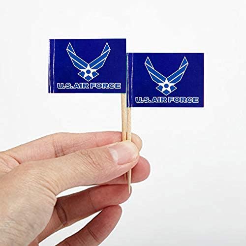 JAVD 100 бр Флаг-Topper за торта с Крила на ВВС на САЩ, Малки Мини Знамена-клечки за Зъби с Крила на Военно-въздушните Сили на САЩ На клечка, Аксесоари за Украса на Армията н?