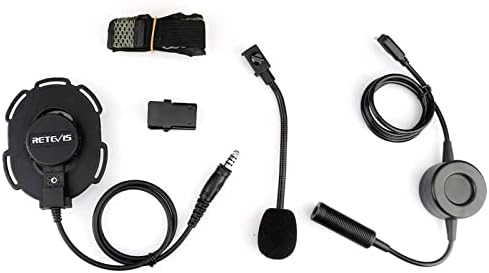 Retevis Тактическа Военна слушалки за преносими радиостанции с 2-пинов микрофон, съвместими с RT22 RT21 H-777 Baofeng UV-5R 888S pxton Уоки Токи, 2-лентови радионаушники с голям ПР, за еъ?