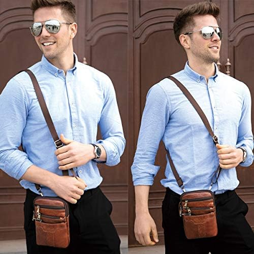 Чанта през рамо за мобилен телефон за мъже, Вертикална Кожена Поясная Кобур за телефона, През рамо