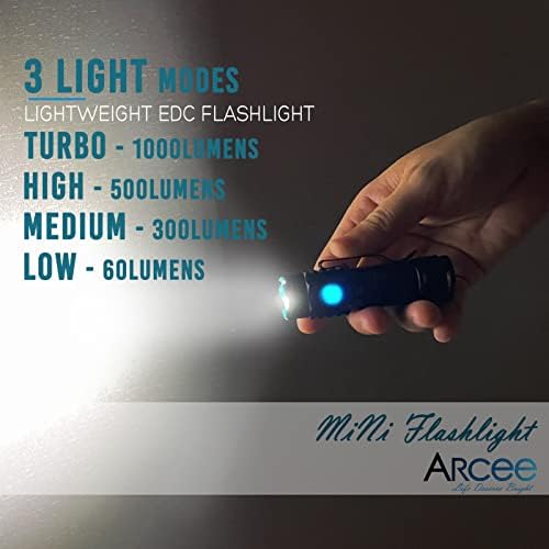 Акумулаторна фенерче ARCEE, Компактен EDC led фенерче с щипка, ярък мощен фенер с мощност 1000 LM за къмпинг, разходки, извънредни