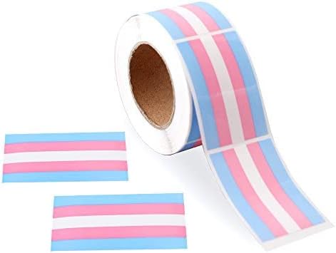 Етикети във формата на правоъгълник с Флага Гордост транссексуални - Етикети Trans Pride Са идеални за Месеца на Гордост,