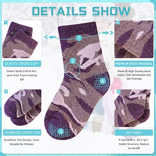 Eocom Детски Вълнени Чорапи Зимни Топли Вълнени Туристически Топли Дебели Обувки Удобни Чорапи за Екипажа за