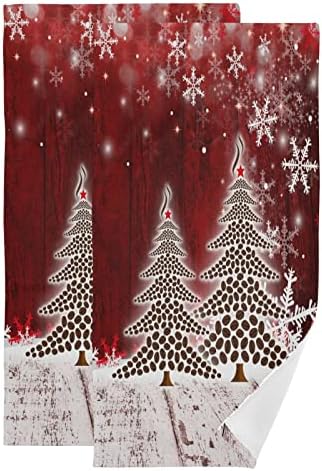 Кърпи за ръце с снежинками под формата на Елхи VIGTRO, 2 опаковки, Коледни Червени Кухненски Кърпи, Ултра Меки и добре Абсорбиращи,