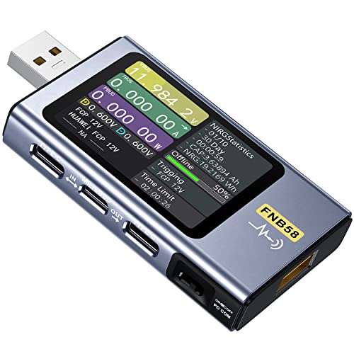 FNIRSI USB Тестер 4-28 В 7A LCD дисплей USB A & C Тестер за напрежение, ток, мощност Мултицет с Bluetooth, Бързото Откриване