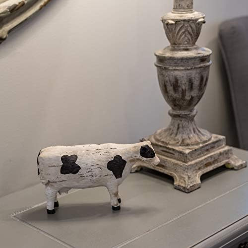 Са подбрани Статуетка от терена и камък с издълбани The Country House Ol' Cow Holstein Aged Cream 7 x 4