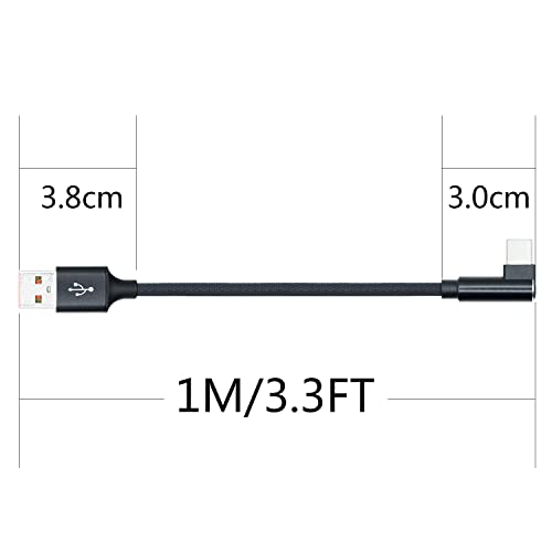 90 Градуса кабел USB A-C USB 3,3 метра, Кабел за бързо зареждане 66 W 6A Type C-Кабел за бързо зареждане на тъканната