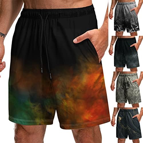 Мъжки къси Панталони TIMEMEANS, Ежедневни, Плажни Панталони с 3D Принтом на Черепа, Еластичен Колан, Празнични