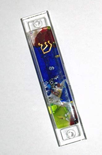 Сбирка Тенденции Калъф за Мезузы ръчно изработени от стъкло Мурано със преобръщане с дължина 6,5 см, Тъмно-Синьо