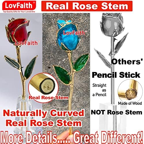 LovFaith Свети Валентин Истинската Роза от 24-Каратово Злато с Кристал щанд, Най-Оригинален подарък от Рози