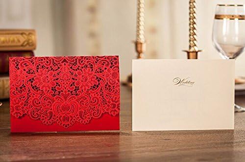 безплатни билет за сватба с релефни 185x127 мм, червен, 40 бр./лот, с конвертами, вътрешен лист и уплътнения