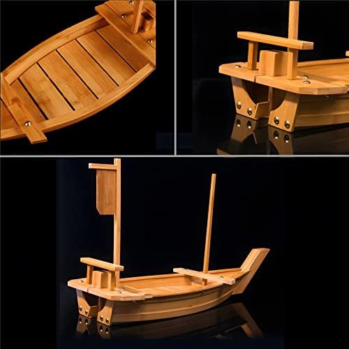 Сервировочный Тава във формата на дървена лодка за суши Puoning, 20,5-инчовата плоча за суши е Отличен за суши ресторант