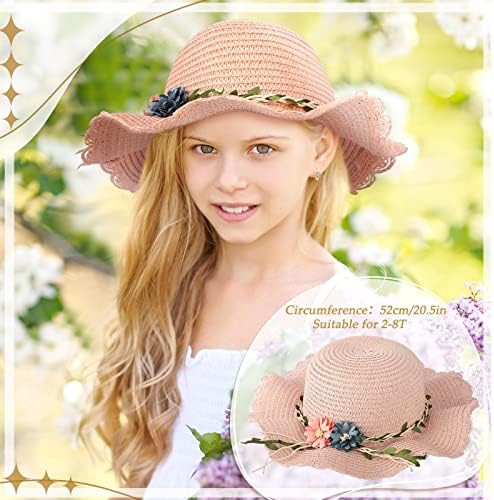 2 предмета, Детска Лятната Сламена шапка за момичета с Широка периферия, Сламена Шапка От Слънцето За Момичета, Солнцезащитная
