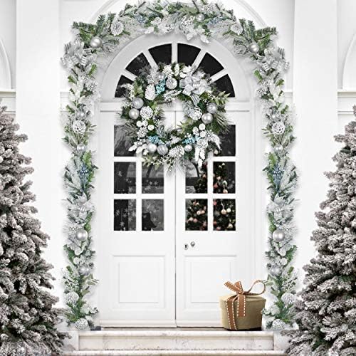 Комплект коледна украса Severin Madelyn Frozen Winter Сребристо-бял (от 5 теми) Бижута от Стъклени Коледни Топки + Коледна