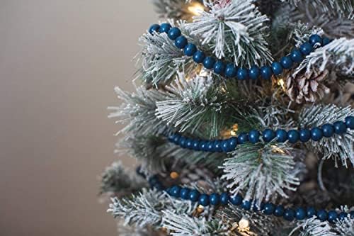 9-Подножието на Селски Тъмно-тъмно Син Венец от дървени Мъниста One Holiday Way, за Украса на Коледната Елха - Декоративни