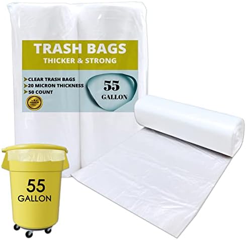 Торби за боклук с обем 55 Литра - Количество 50 броя - 38 x 58 Прозрачни Пластмасови торби за боклук и найлонови чували